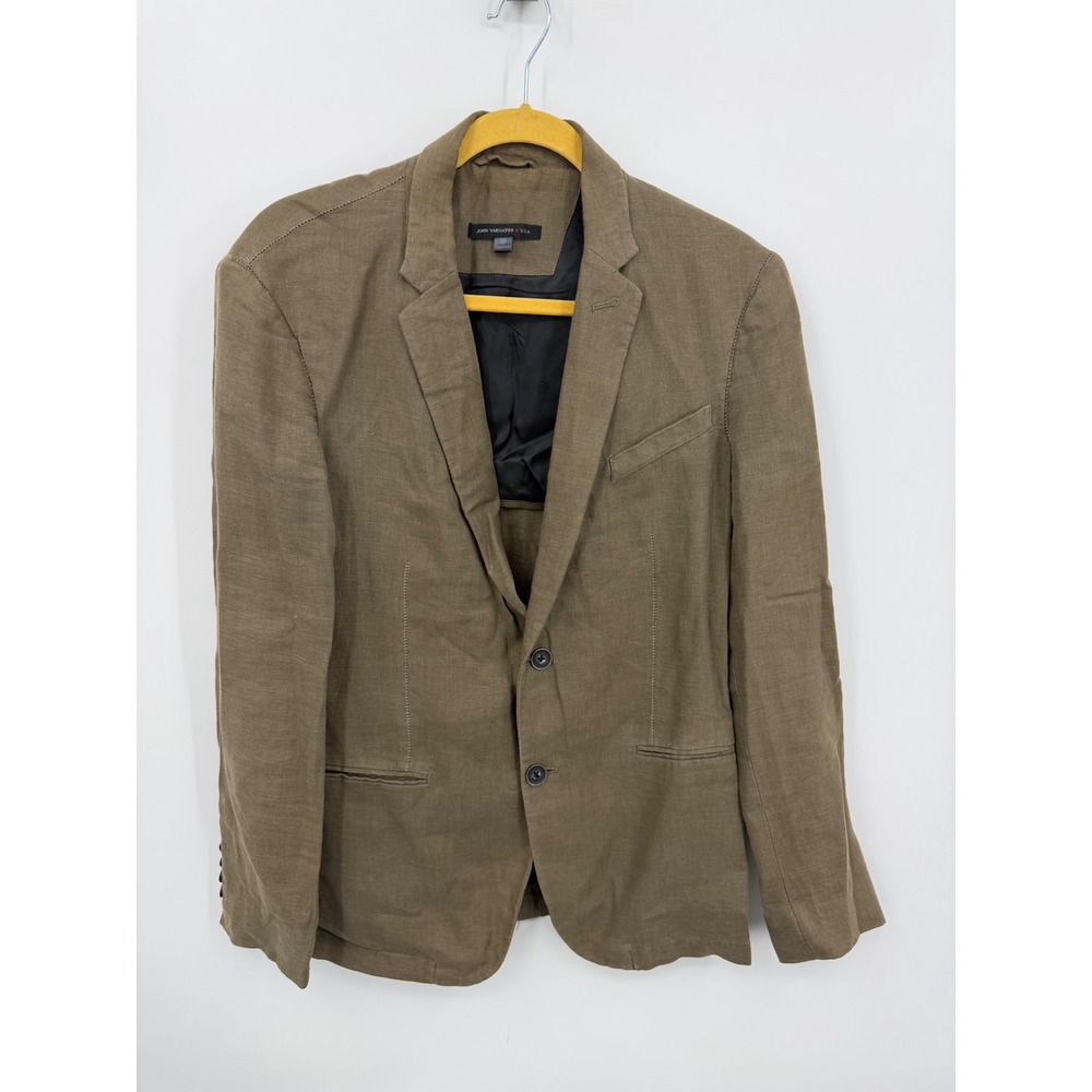 John Varvatos USA Blazer Mens 38 Brown 100% Linen Sport Coat Pick Stitch‎